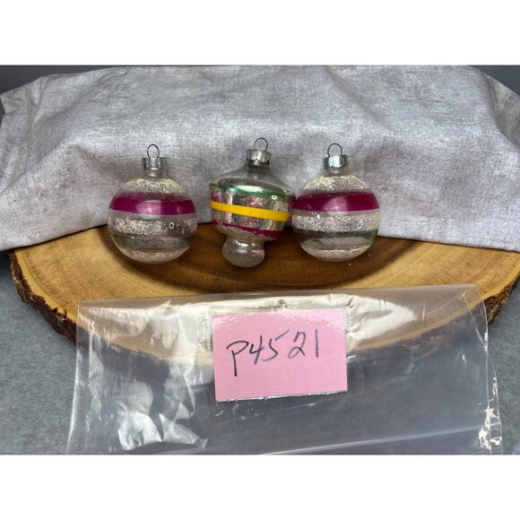 Vintage Glass Christmas Ornaments Set of 3 Hand-Painted Stripes Made in U.S.A. - Picture 13 of 13